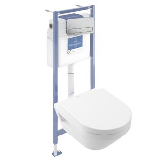 Villeroy & Boch Pack Inodoro Suspendido Sin Reborde Villeroy&boch Architectura Twistflush [e&sup3;] Redondo + Bastidor De Instalaci&oacute;n Suelo Y Pared + Placa Cromo Mate