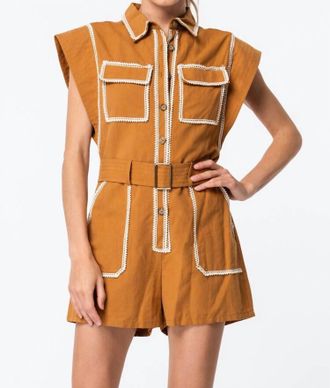 Ciebon Crochet Detail Romper In Brown