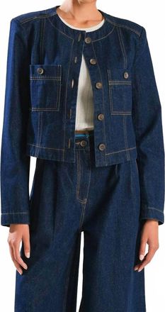 Flying Tomato Cropped Jacket In Indigo Denim