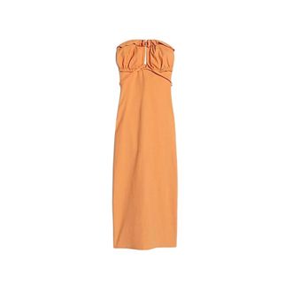 Jacquemus Gestructureerde Midi Jurk met Open Rug - Dames - Casual kleedjes - Oranje - M - Leer - Kleedjes