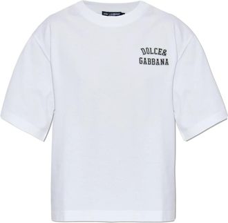 Dolce & Gabbana T-shirt met logo - Dames - T-shirts - Wit - XS - Katoen - Tops