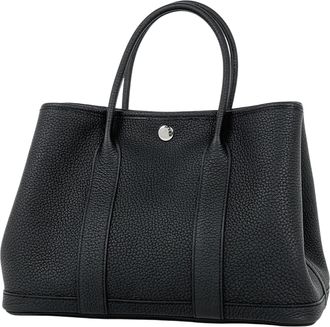 Herm&egrave;s Garden Black Negonda Leather Handbag Tote Bag (Pre-Owned)