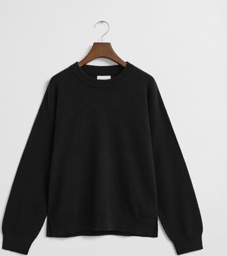 GANT Women Superfine Lambswool Crew Neck Sweater (XXXL) BLACK