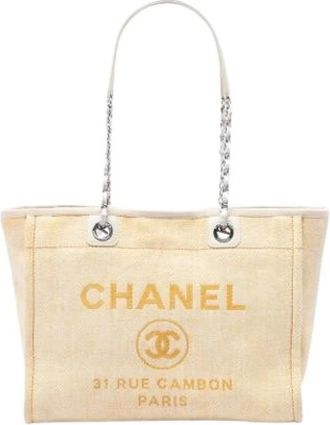 Chanel Pre-owned Deauville Tote Bag - Dames - Vintage Shopper - Beige - ONE Size - Leer - Vintage