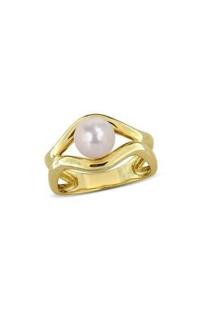 Delmar 7-7.5mm Cultured Freshwater Pearl Wavy Band Ring in White at Nordstrom Rack, Size 8