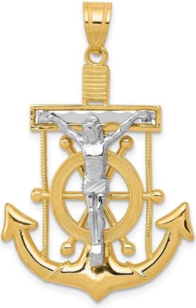 Diamond2Deal 10k Two-tone Diamond-cut Mariners Cross Pendant