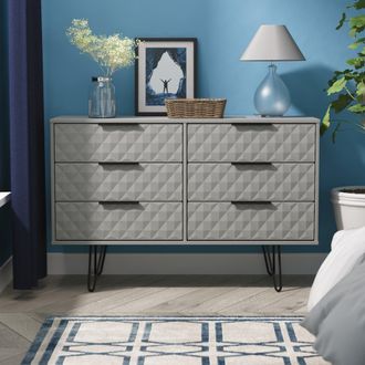Lewis's Harlequin 6 Drawer Midi Chest in Dusk Grey - Ready Assembled - Lewiss Home | TJ Hughes