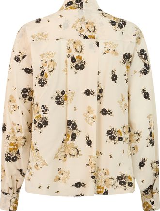 Isabel Marant Womens Long-Sleeve Shirt With Bow Ecru Silk Blouses