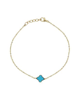 Italian Gold, Inc 14K Italian Gold Turquoise Clover Bracelet
