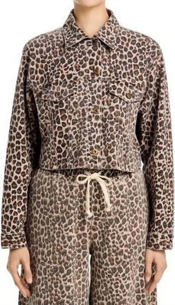Vintage Havana Stretch Denim Crop Jacket In Leopard