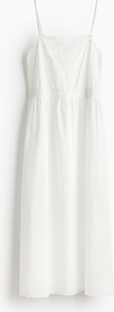H&M Besticktes Baumwollkleid - White
