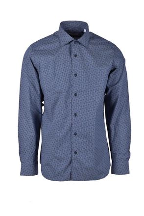 Brio Italiano Blue Patterned Tailored Cotton Shirt
