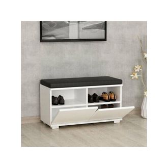 Homemania Scarpiera con pouff Dragoshoe bianco nero