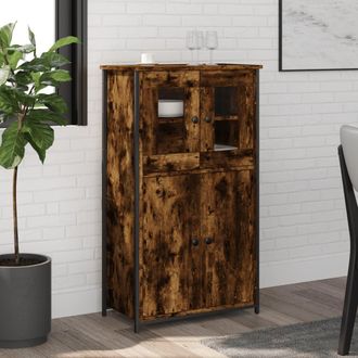 vidaXL Vidaxl - Aparador Alto Madera Contrachapada Roble Ahumado 62x32x106,5 Cm