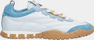 Miu Miu Technical Fabric and Suede Low-Top Sneakers