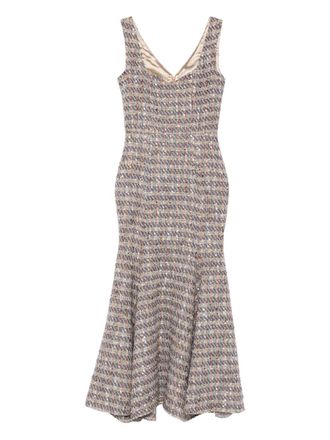 Miau by Clara Rotescu tweed maxi dress - women - Cotton/Wool/Polyamide - 44 - Grey