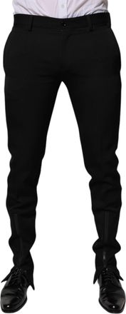 Dolce & Gabbana Mens Black Wool Tapered Formal Dress Pants Virgin