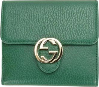 Gucci Pre-owned Wallets, female, Green, Size: ONE SIZE Pre-owned Leather Bifold Wallet