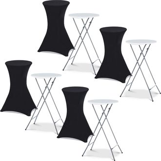 IDMarket Set Di 4 Tavoli Alti Pieghevoli 105 Cm E 4 Coperture Nere