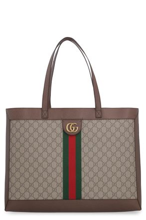 Gucci Mens Ophidia Gg Supreme Fabric Tote Bag Beige Calf