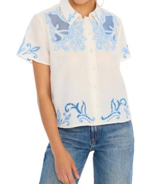 Allison New York Rowen Top In Blue/white