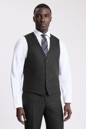 Moss Regular Fit Charcoal Twill Waistcoat
