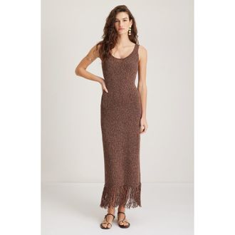 Nordstrom Fringe Maxi Sweater Dress in Brown Coffee- Brown Nut Marl at Nordstrom, Size Xx-Large