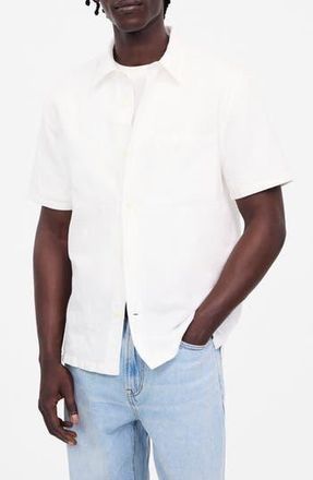 Madewell Short Sleeve Linen & Cotton Button-Up Shirt in White at Nordstrom Rack, Size X-Small