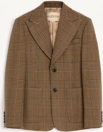 Valentino Valentino Single-Breasted Wool Jacket with Glen Plaid Pattern