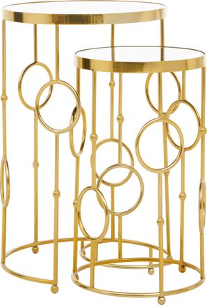 Premier Housewares Set Of Two Avantis Gold Metal Tables