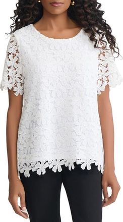Jones New York Floral Lace Top in White Sand at Nordstrom, Size Medium