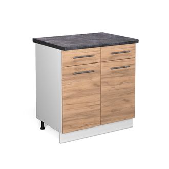 Vicco Mueble Bajo De Cocina Fame-line, Roble Dorado, 80 Cm, Et Antracita