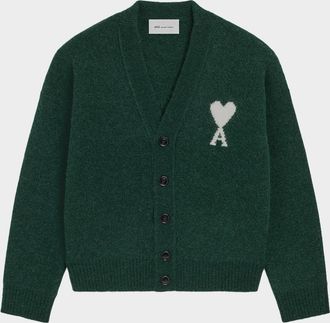 Ami Men & apos;s Intarsia Ami de Caur Knit Cardigan