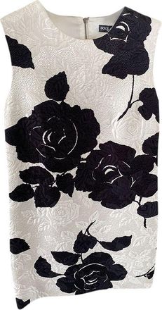 Dolce & Gabbana Black & White Roses Damask Shift Dress Size 40