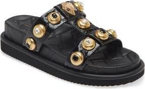 Kurt Geiger Orson Crystal Slide Sandal in Charcoal at Nordstrom Rack, Size 6.5Us / 36.5Eu