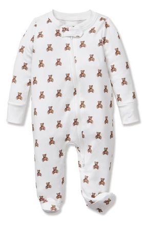 Petite Plume Teddy Pima Cotton Romper in Brown at Nordstrom, Size 6-9M
