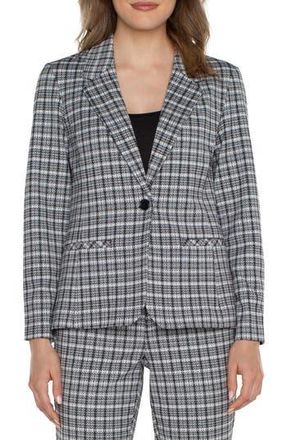 Liverpool L.A. Fitted One-Button Plaid Blazer in Black/White Plaid at Nordstrom Rack, Size Medium