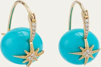 Sydney Evan Starburst Turquoise Bead Earrings with Diamonds
