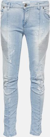 Balmain Blue Denim Distressed Jeans M/waist