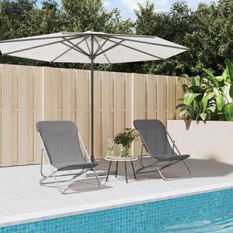 vidaXL Sillas De Playa Plegables 2 Uds Acero Recubierto Textilene Gris Vidaxl