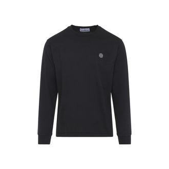 Stone Island Black Crewneck Logo T-Shirt
