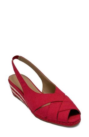 Aerosoles Roberta Linen Slingback Espadrille Wedge Sandal in Rich Red Linen at Nordstrom, Size 9.5