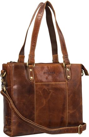 STILORD Joy 3-in-1 Vintage Shopper Large Tote Bag Leather Handbag Women Shoulder Genuine Leather Bag for Work Shopping Leisure Laptop, Colour:cannes - brown