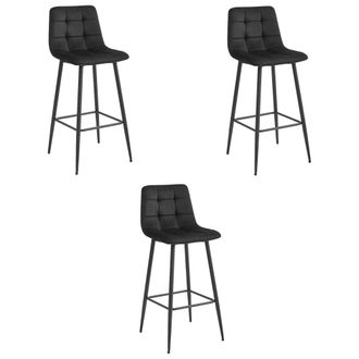 OEM Taburete Arceto - Terciopelo Negro / Patas Negras X 3
