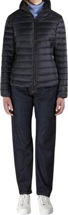 Moorer Stand Collar Long Sleeves Faux Two Piece Coat In Blu/nero