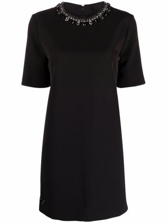 Philipp Plein crystal-embellished mini dress - women - Polyester/Spandex/Elastane/Polyester - S - Black