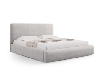 Cosmopolitan Design Cama con cabecero y ba&uacute;l 180x200cm de tejido chenilla gris claro