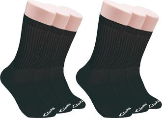 Clarks Mens Sport Half Cushion Crew Socks 6 Pair, Mens 7-12 Shoe, Black, 7-12