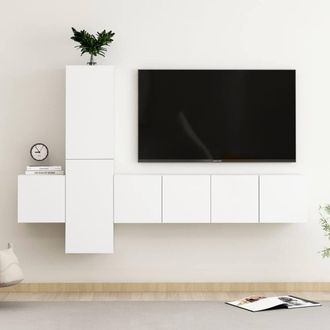 Berkfield Home 5 Piece TV Cabinet Set White Engineered Wood