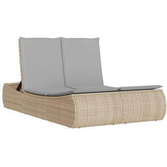 vidaXL Vidaxl - Lettino Prendisole con Cuscini Beige in Polyrattan
